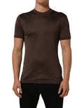 Dolce & Gabbana Brown Silk Crew Neck Short Sleeves T-shirt