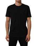 Dolce & Gabbana Black Cotton Crew Neck Short Sleeve T-shirt
