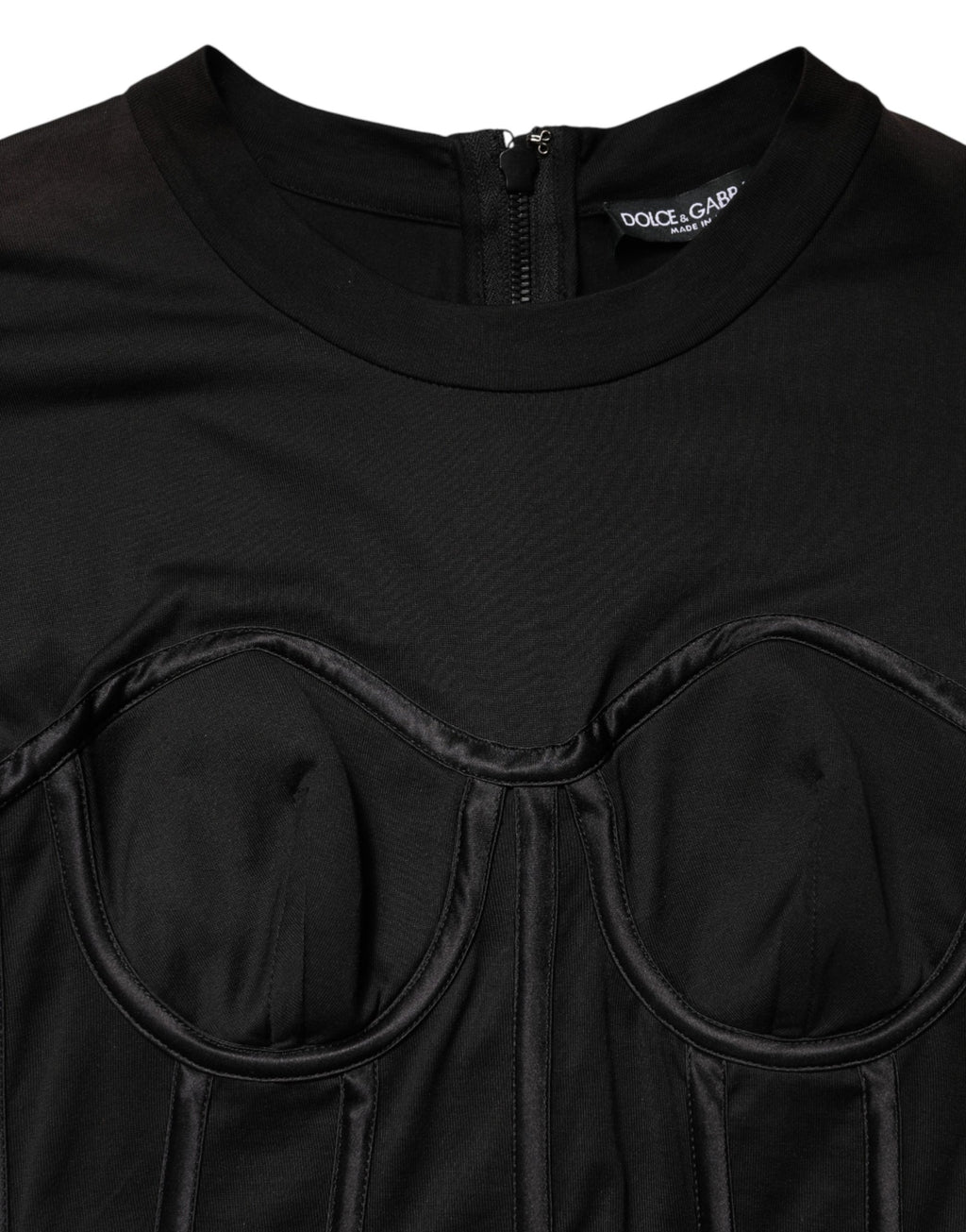 Dolce & Gabbana Black Cotton Short Sleeve Bustier T-shirt Top