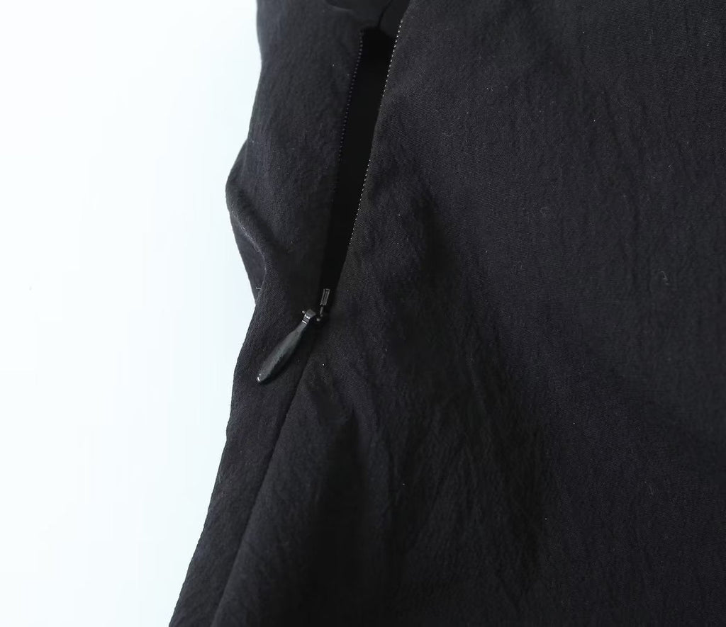 Summer French Black Dress One Shoulder Asymmetric Design A Line Bow Tie Short Dress