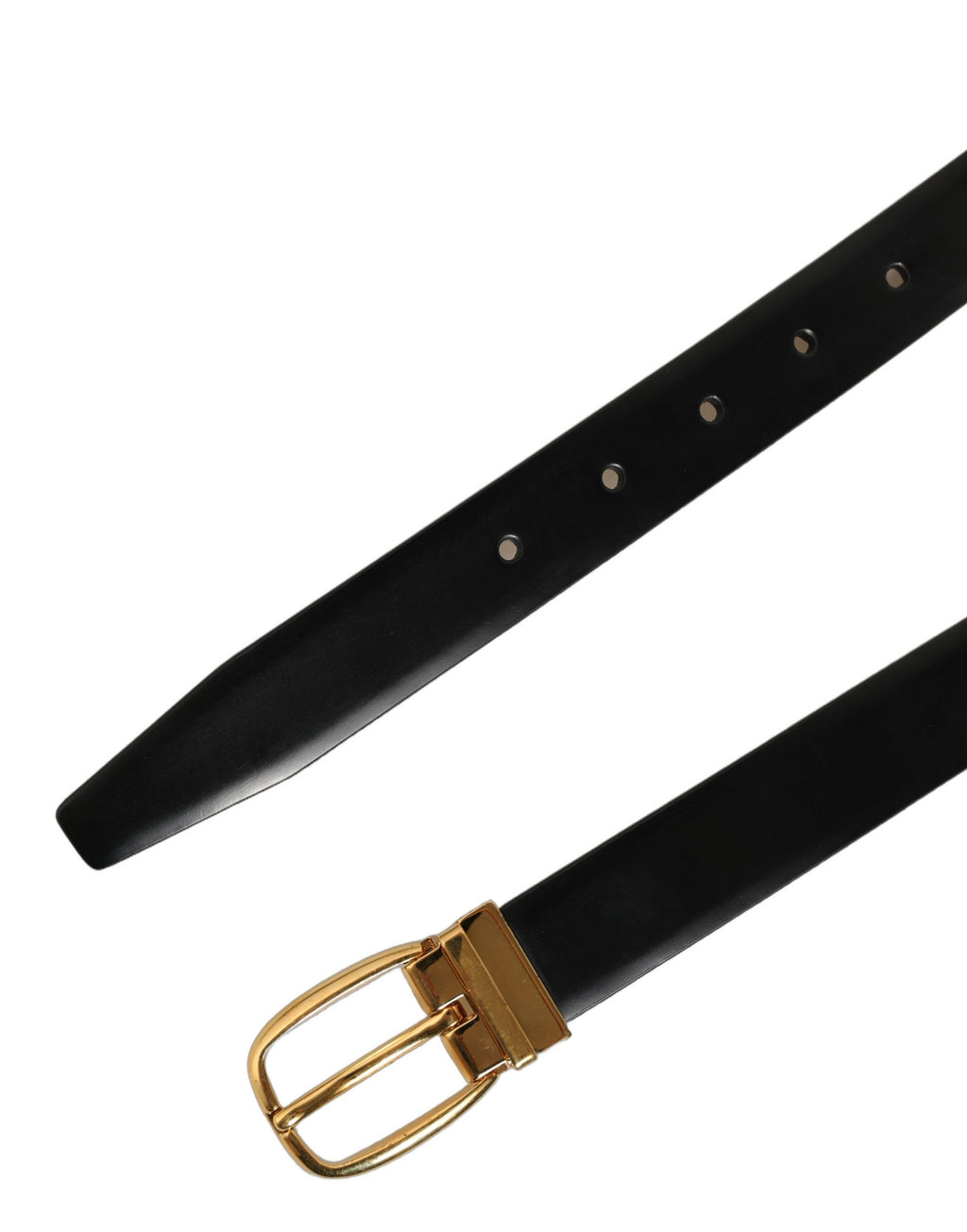 Dolce & Gabbana Black Leather Gold Tone Metal Buckle Belt