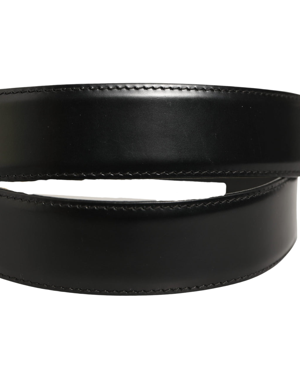 Dolce & Gabbana Black Leather Gold Logo Engraved Buckle Belt
