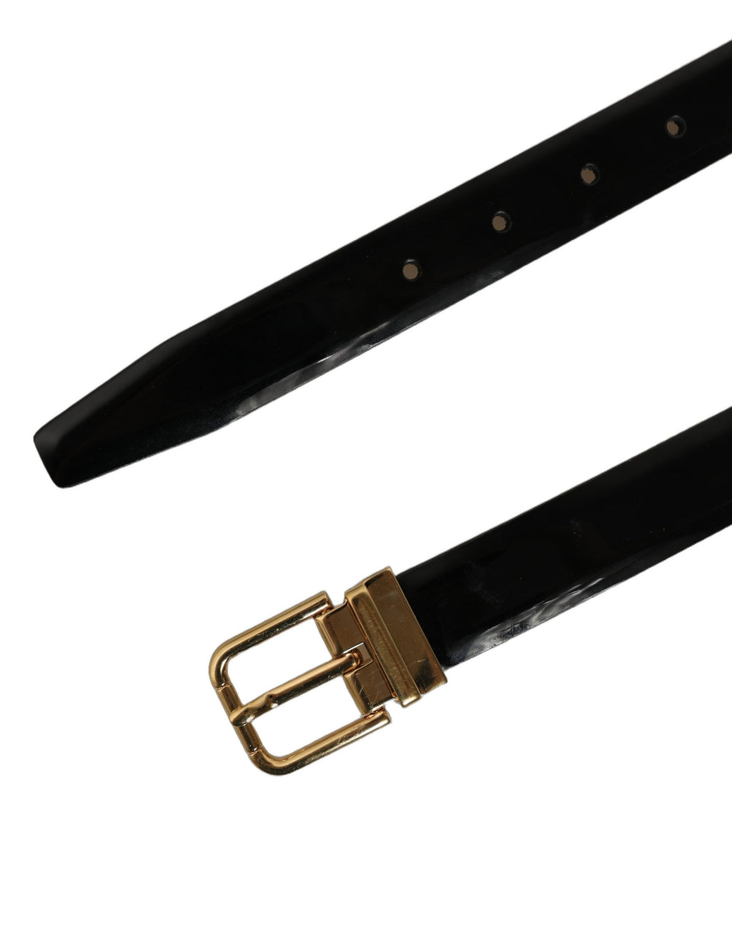 Dolce & Gabbana Black Classic Leather Gold Tone Buckle Belt