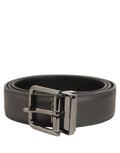Dolce & Gabbana Dark Gray Leather Metal Buckle Classic Belt