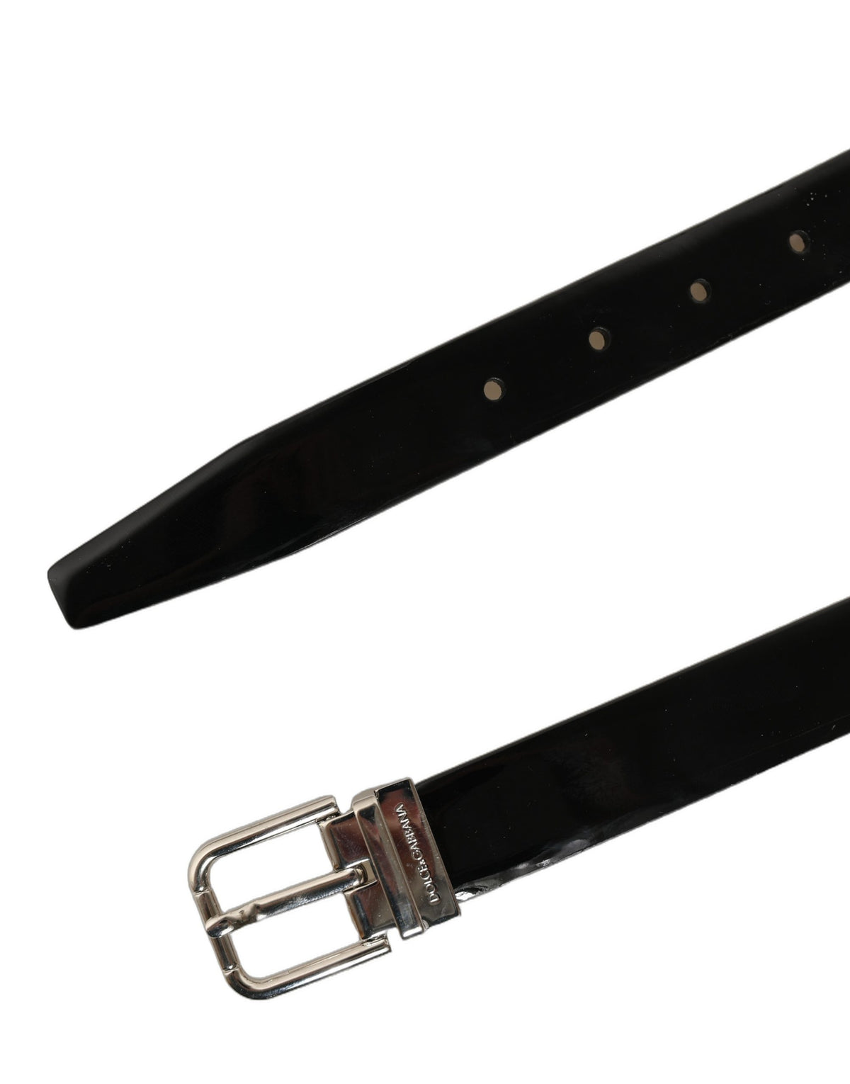 Dolce & Gabbana Black Classic Leather Silver Tone Buckle Belt
