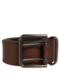 Dolce & Gabbana Belt Brown Leather Double Prong Metal Buckle