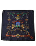 Dolce & Gabbana Navy Blue Heraldic Silk Square Foulard Scarf