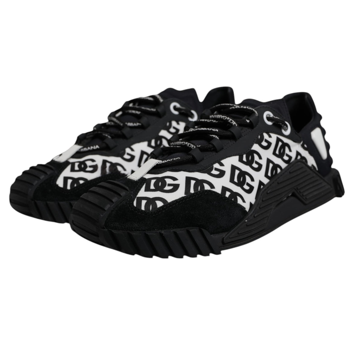Dolce & Gabbana Black Logo Lace Up Low Top NS1 Sneakers Shoes