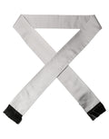 Dolce & Gabbana Light Gray Satin Silk Fringed Lace Stole Scarf