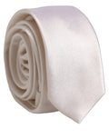 Dolce & Gabbana Men Off White Silk Satin Adjustable Tied Necktie Tie