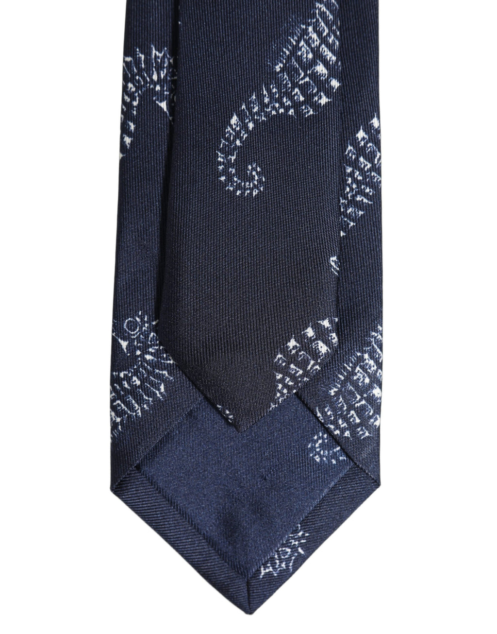 Dolce & Gabbana Dark Blue Silk Seahorse Print Adjustable Tied Necktie Tie
