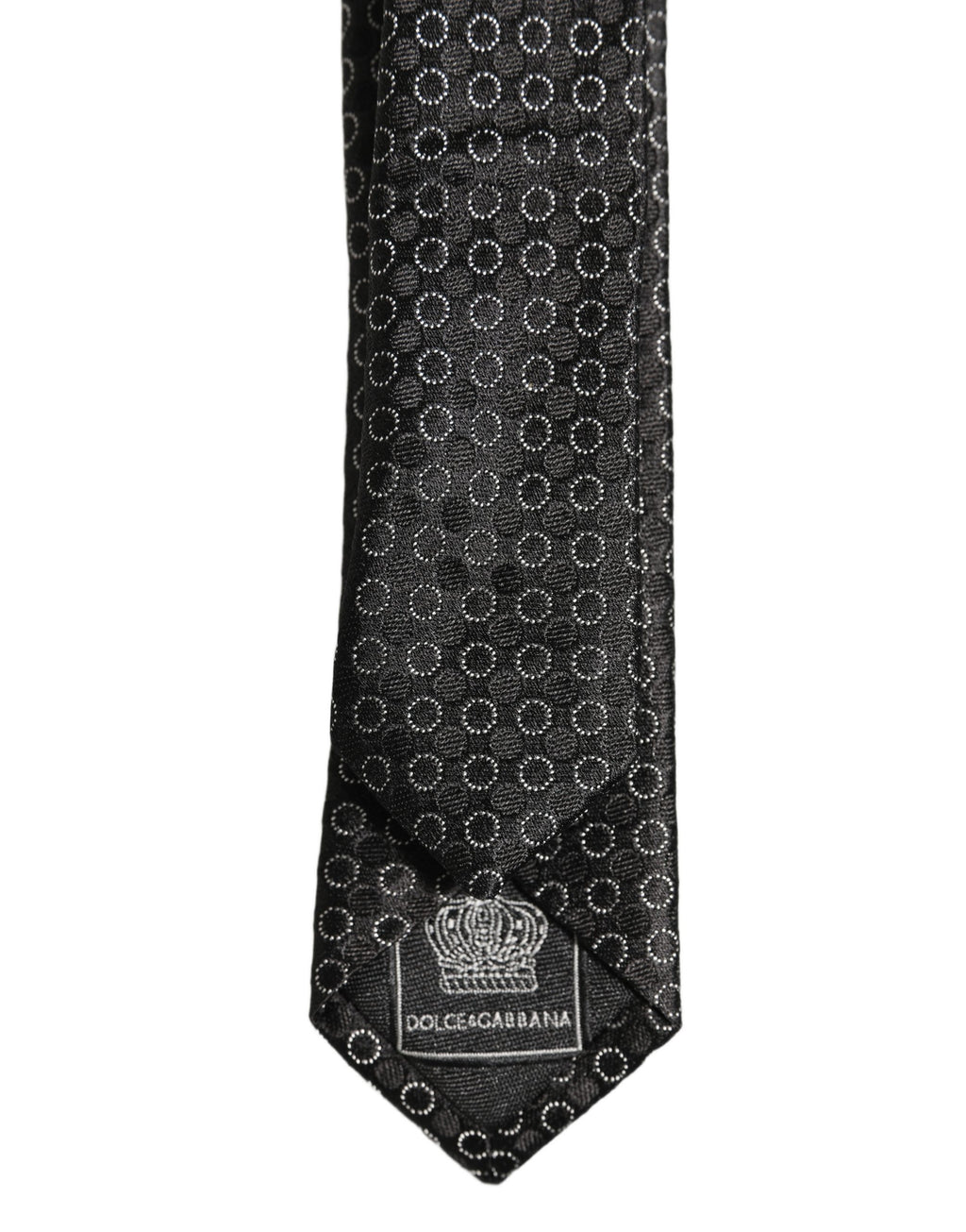 Dolce & Gabbana Men Black Silk Geometric Adjustable Tied Necktie Tie