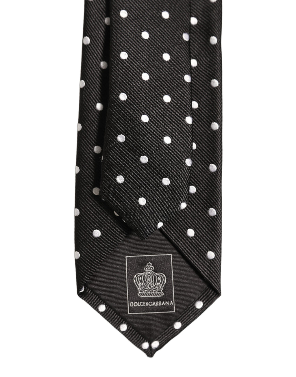 Dolce & Gabbana Black White Polka Dots Silk Adjustable Tied Necktie Tie
