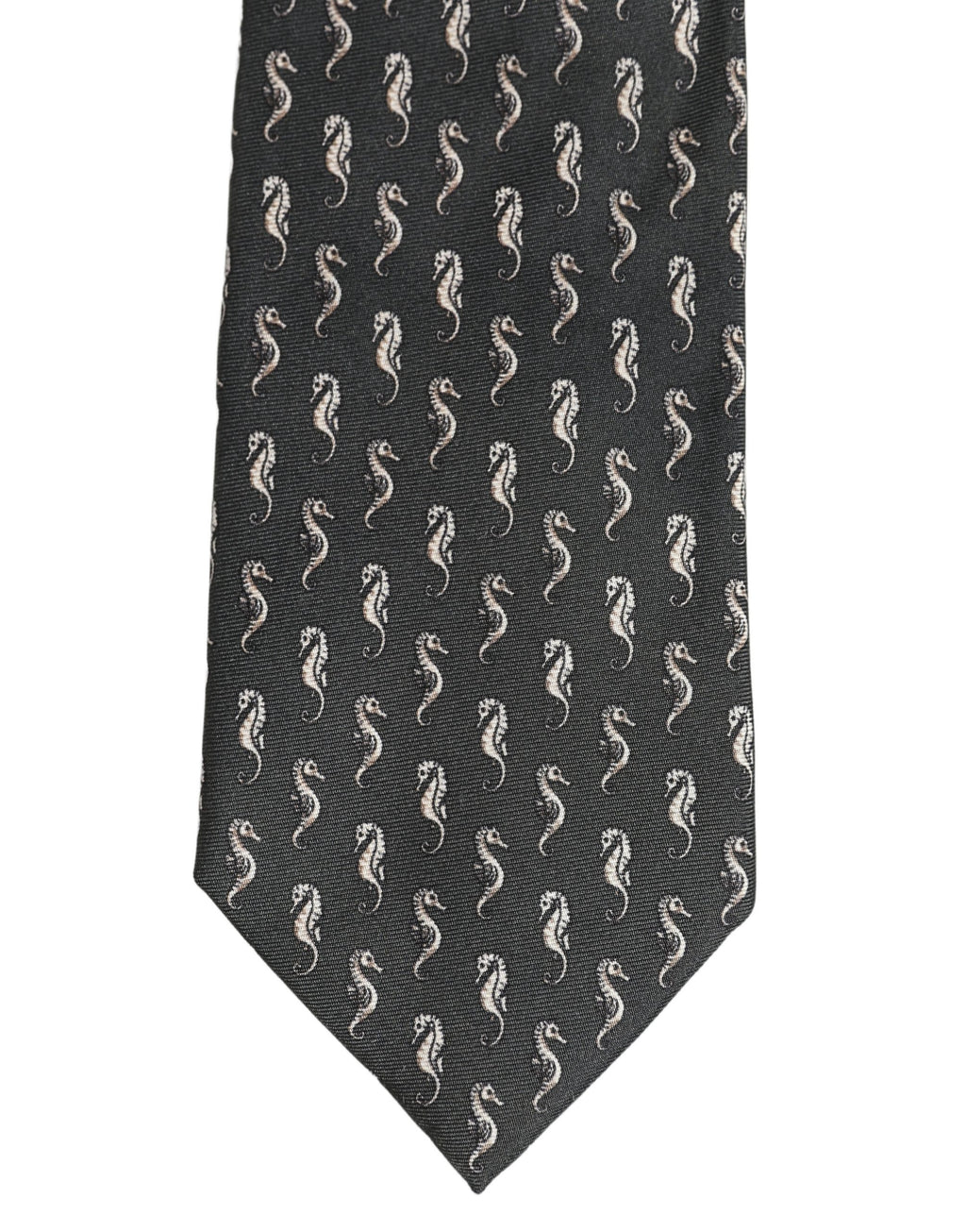 Dolce & Gabbana Men Black Seahorse Silk Adjustable Tied Necktie Tie