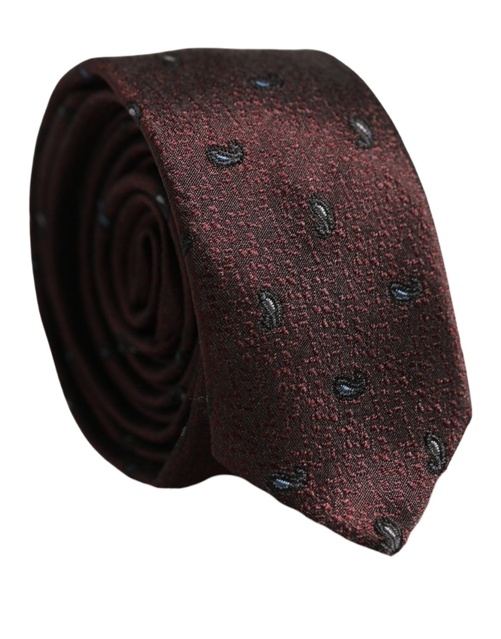 Dolce & Gabbana Men Burgundy Silk Paisley Adjustable Tied Necktie Tie