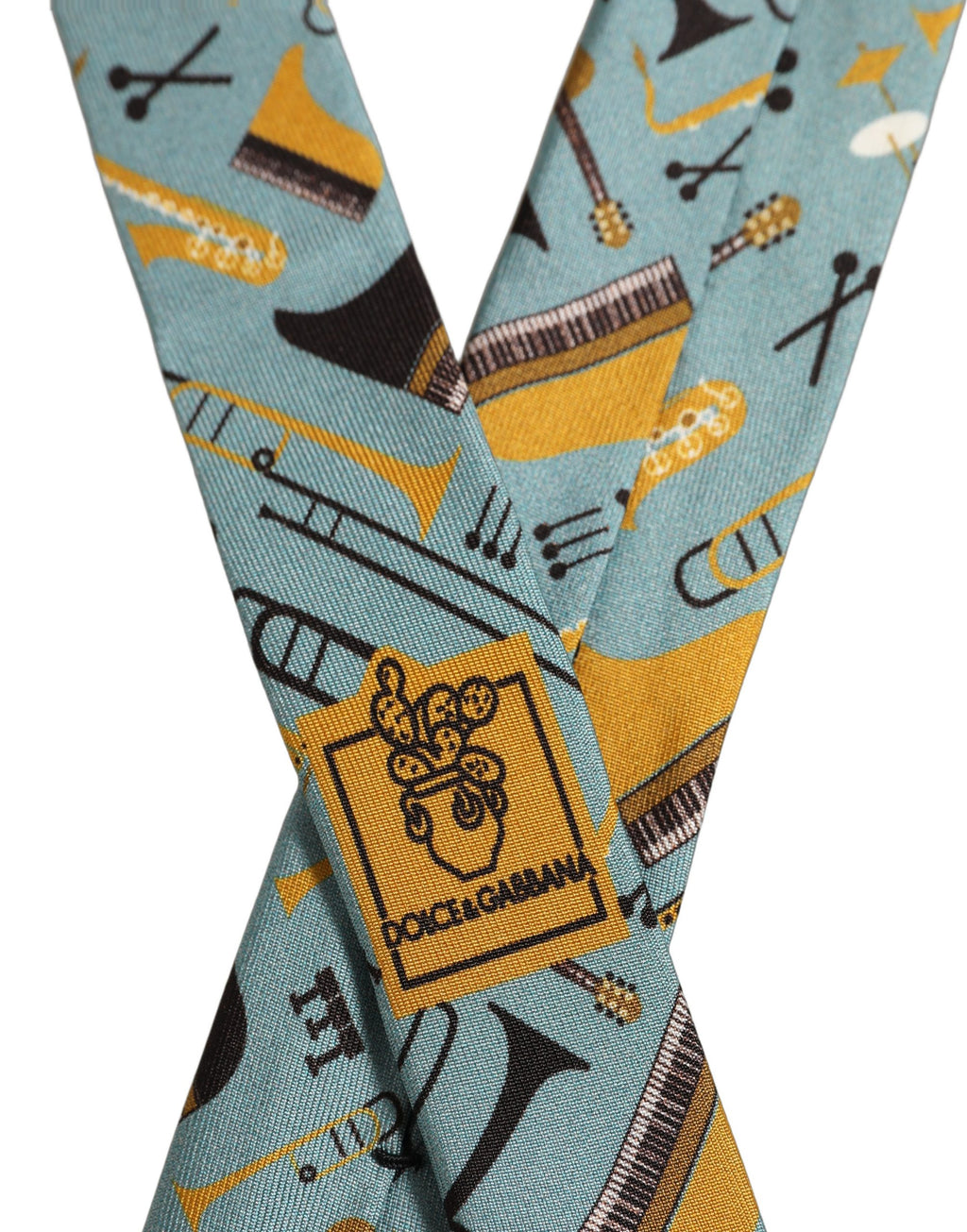 Dolce & Gabbana Light Blue Instruments Adjustable Tied Men Necktie Tie