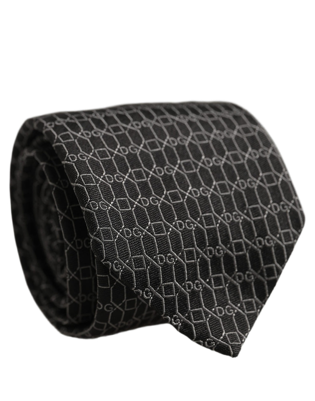 Dolce & Gabbana Dark Gray Silk DG Monogram Adjustable Tied Necktie Tie
