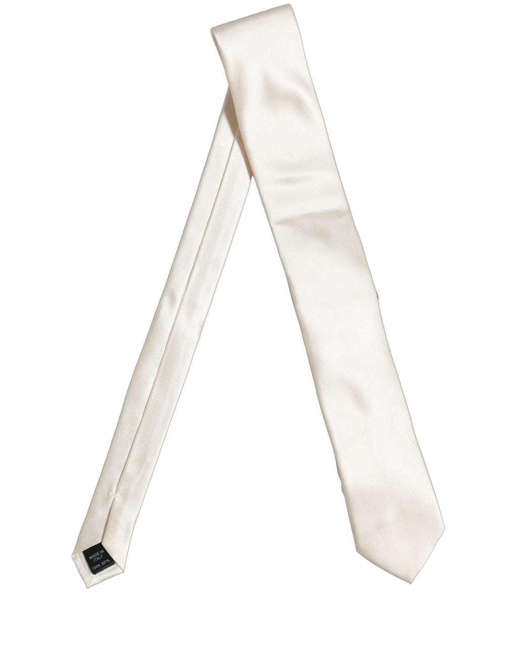 Dolce & Gabbana Cream Satin 100% Silk Adjustable Tied Men Necktie Tie