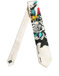 Dolce & Gabbana White Silk Floral Graphic Adjustable Tied Men Necktie Tie