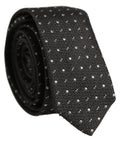 Dolce & Gabbana Dark Gray Polka Dot Silk Adjustable Necktie Accessory Tie