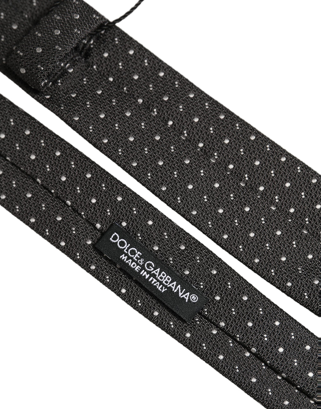 Dolce & Gabbana Dark Gray Polka Dot Silk Adjustable Necktie Accessory Tie