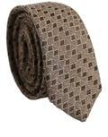 Dolce & Gabbana Brown Patterned Wool Adjustable Necktie Men Accessory Tie