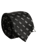 Dolce & Gabbana Black White DG Crown Adjustable Men Necktie Accessory Tie