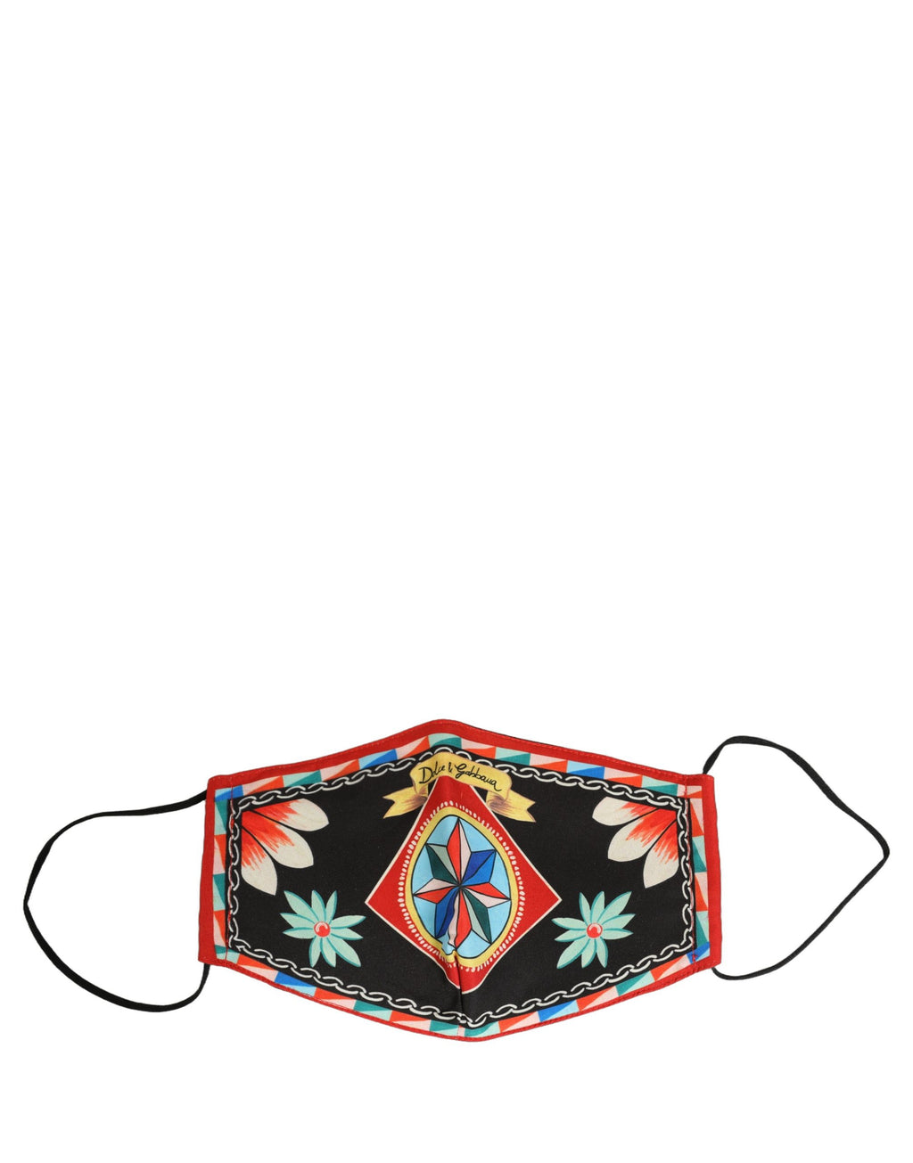 Dolce & Gabbana Men Black Carretto Print Elastic Ear Strap Face Mask