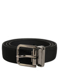 Dolce & Gabbana Black Classic Leather Silver Tone Buckle Belt