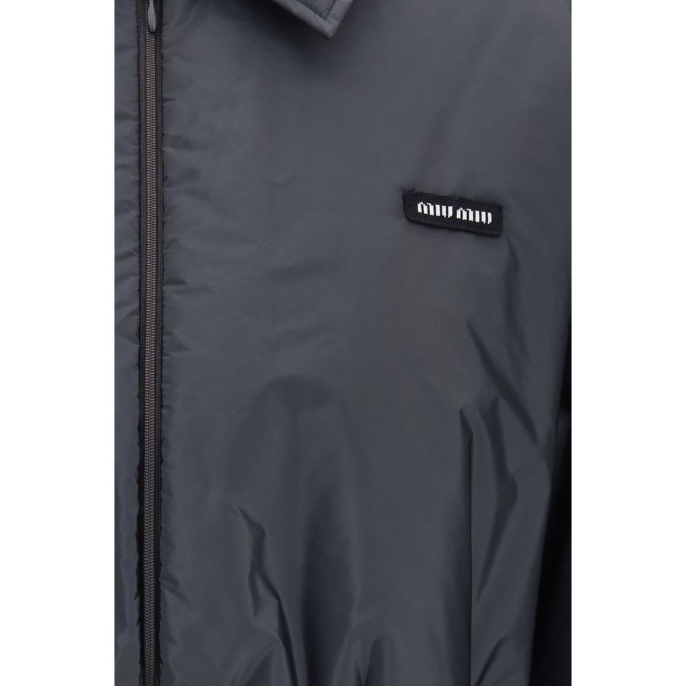 Miu Miu Gray Recycled Polyamide Full-Length Jacket
