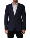 Dolce & Gabbana Dark Blue Flax Men Single Breasted Jacket