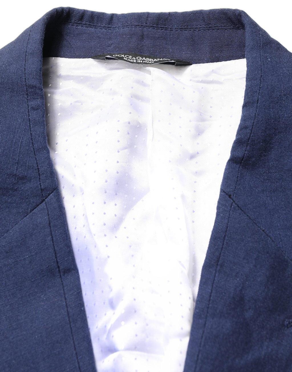 Dolce & Gabbana Dark Blue Flax Men Single Breasted Jacket