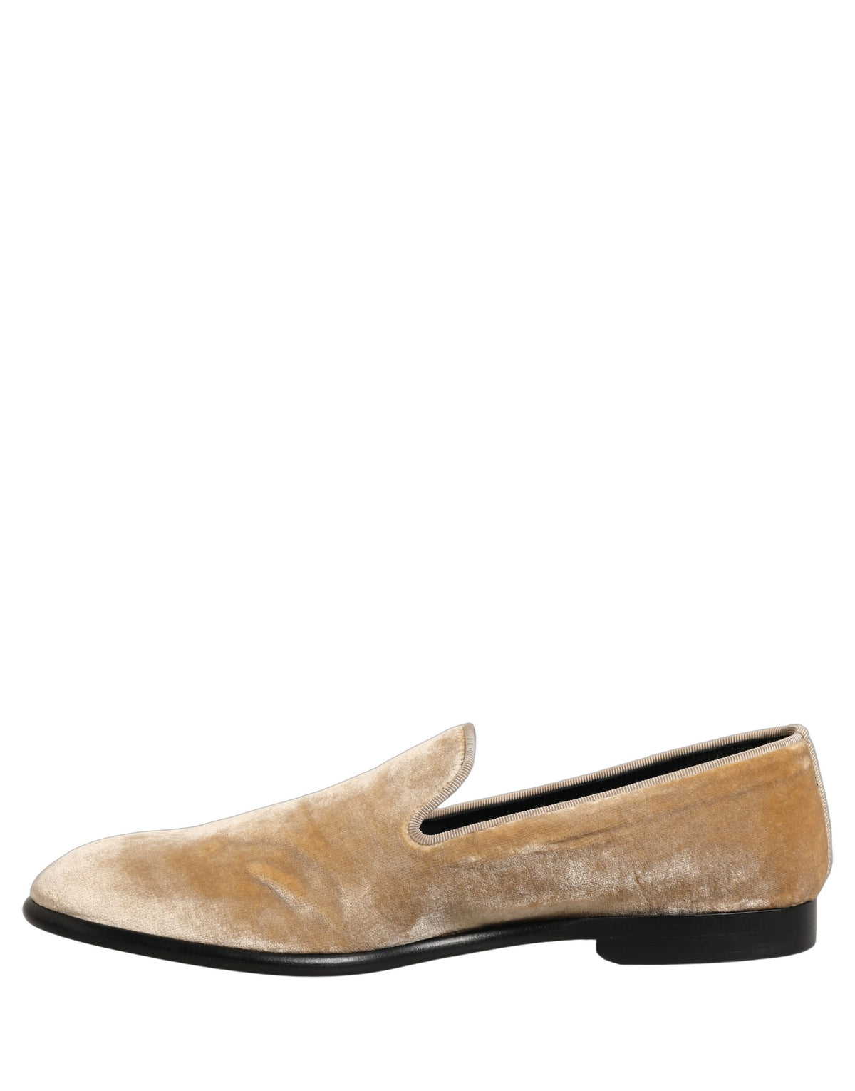 Dolce & Gabbana Beige Suede Slip On Slippers Loafers Shoes