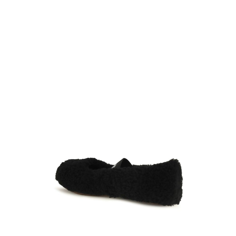 Moon Boot Black Fur Ballet Flats