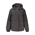Guess Jeans Black Polyester Women Jacket with Removable Hood