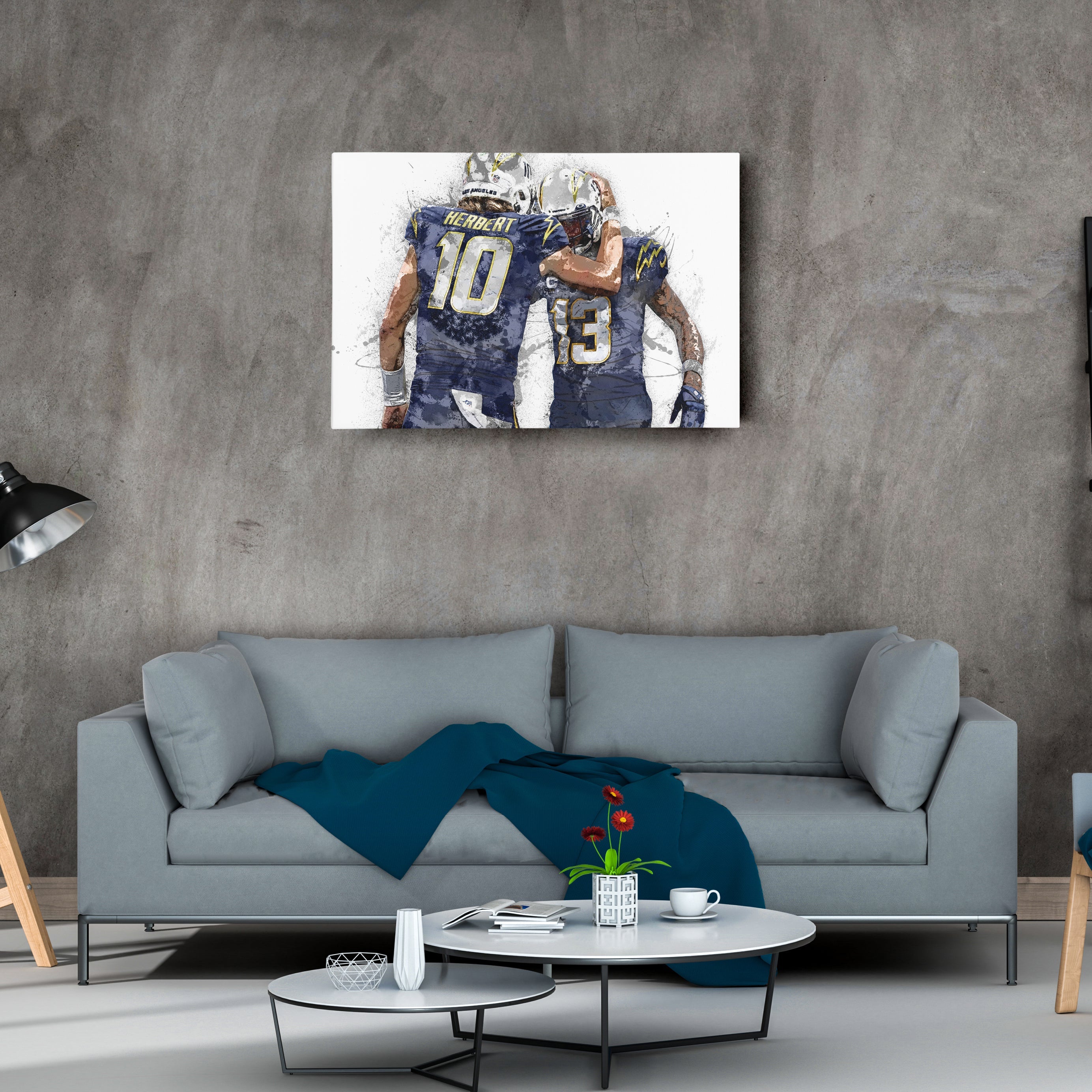 Justin Herbert & Keenan Allen Canvas Art – Los Angeles Chargers Wall Decor