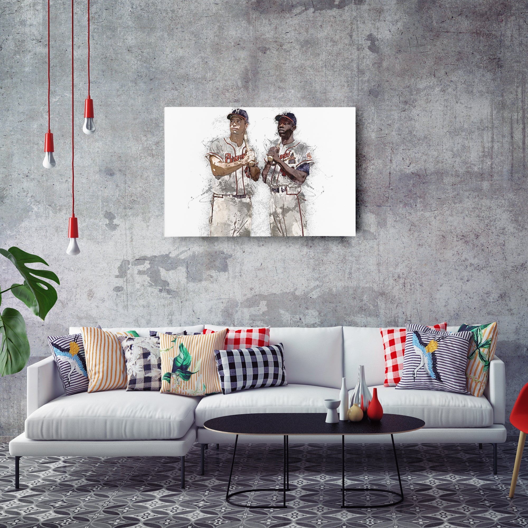 Hank Aaron & Eddie Mathews Canvas Art – Milwaukee Braves Wall Decor