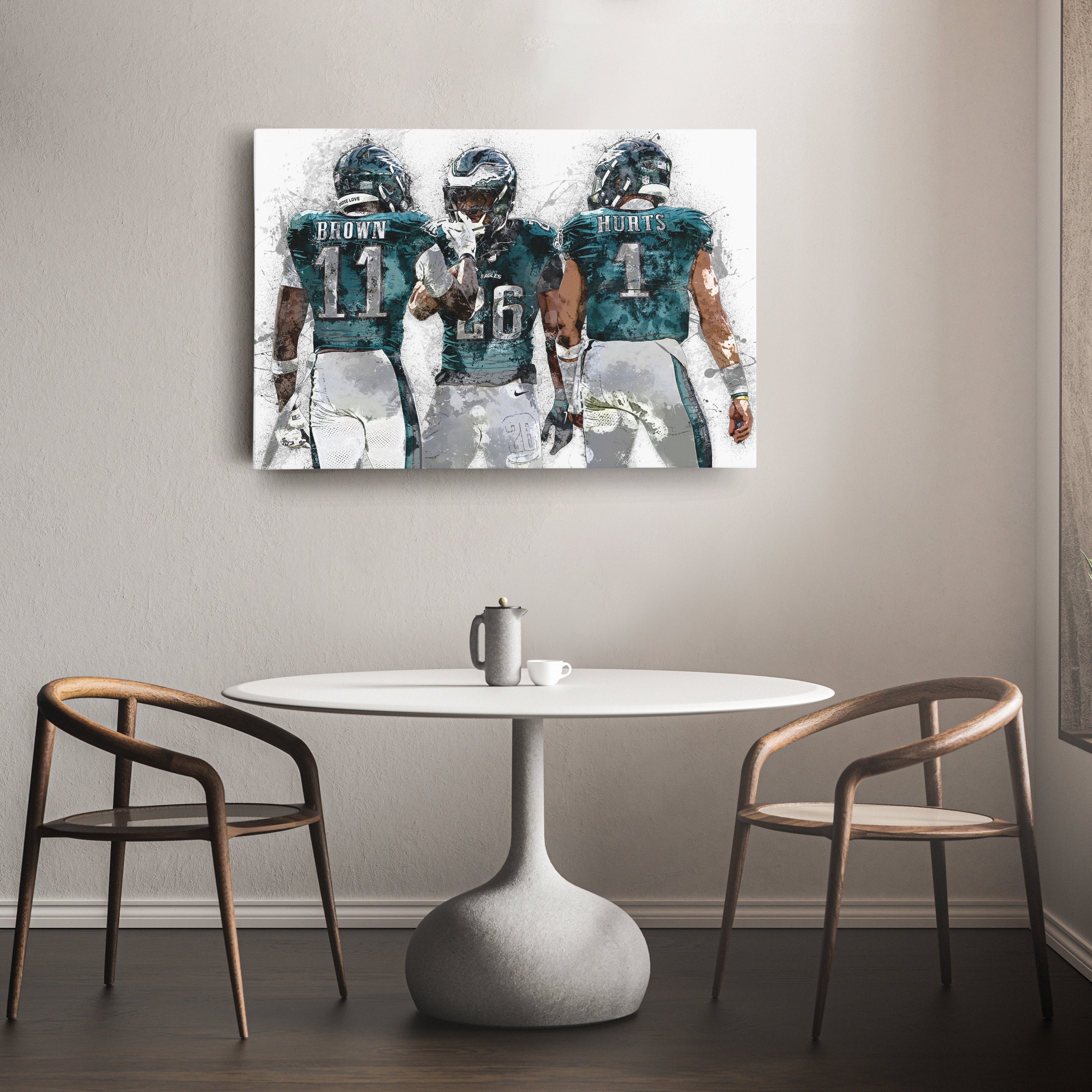 Jalen Hurts, A.J. Brown & Saquon Barkley Canvas Art – Philadelphia Eagles Wall Decor