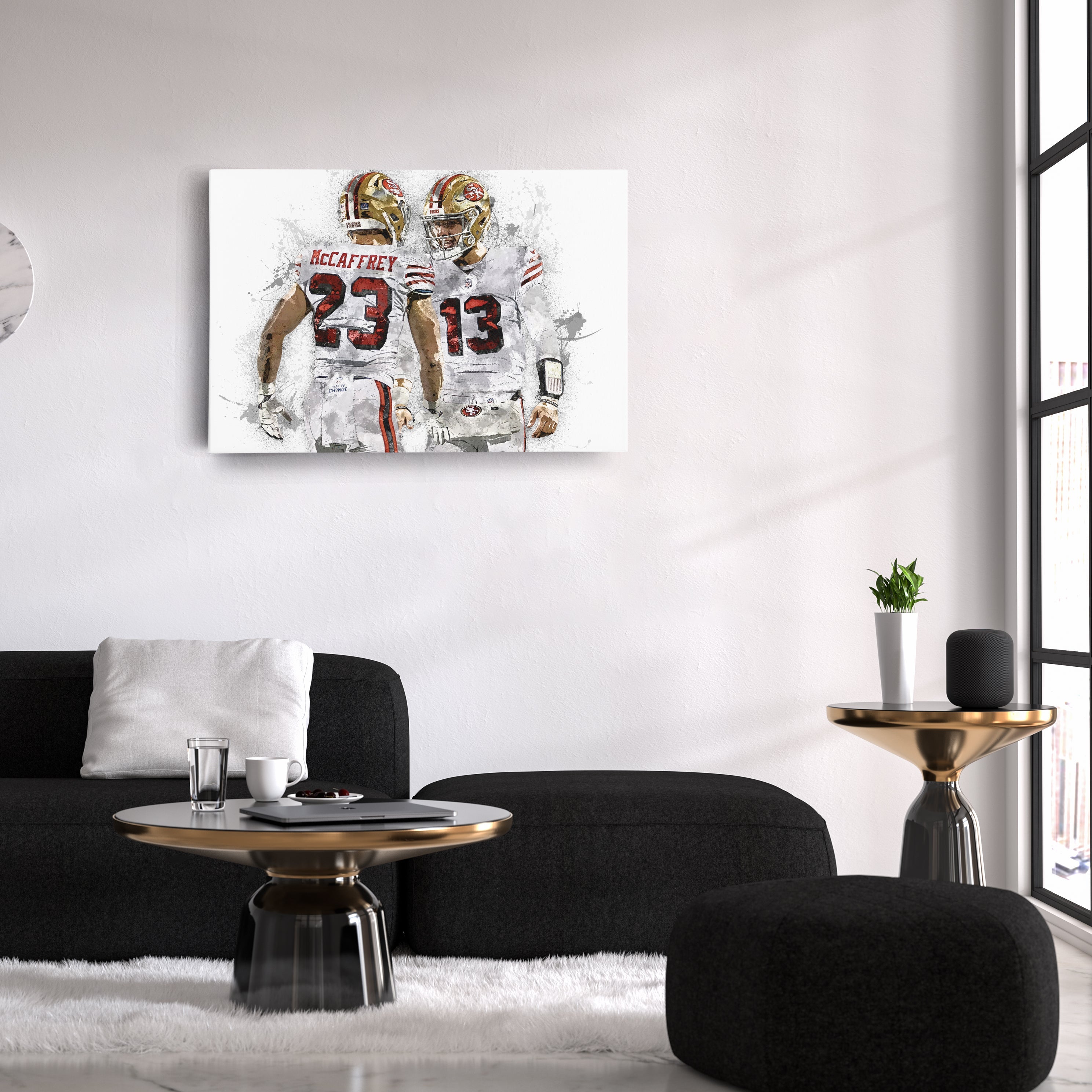 Christian McCaffrey & Brock Purdy Canvas Art – San Francisco 49ers Wall Decor