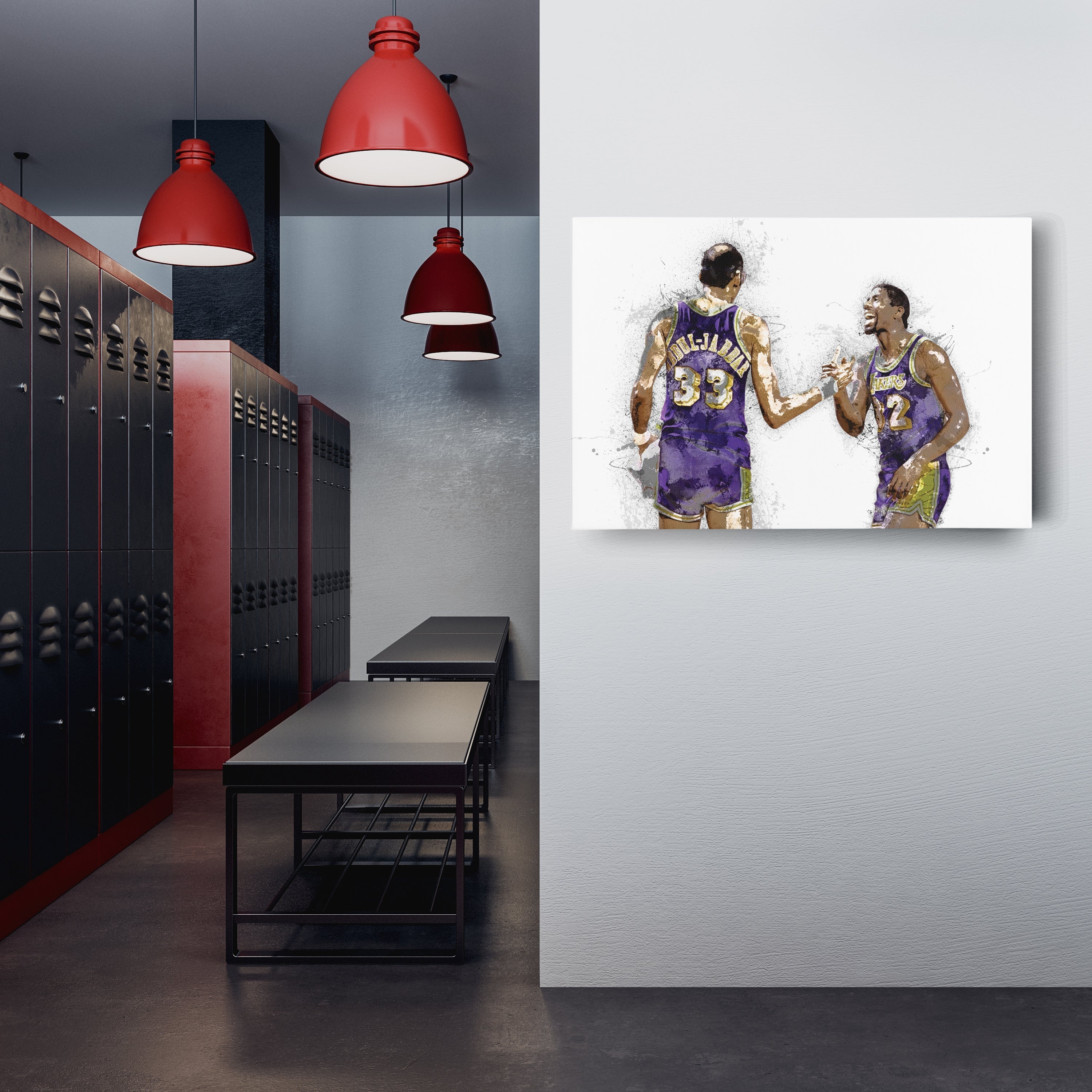 Magic Johnson & Kareem Abdul-Jabbar Canvas Art – Los Angeles Lakers Wall Decor