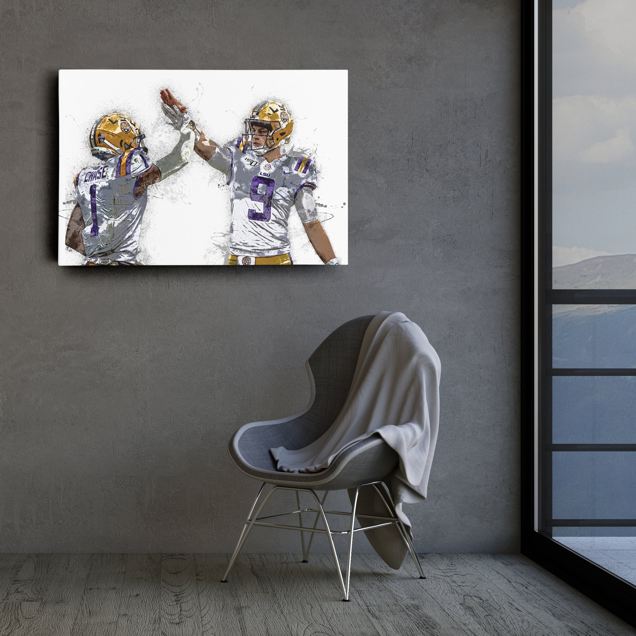 Joe Burrow & Ja'Marr Chase Canvas Art – LSU Tigers Wall Decor