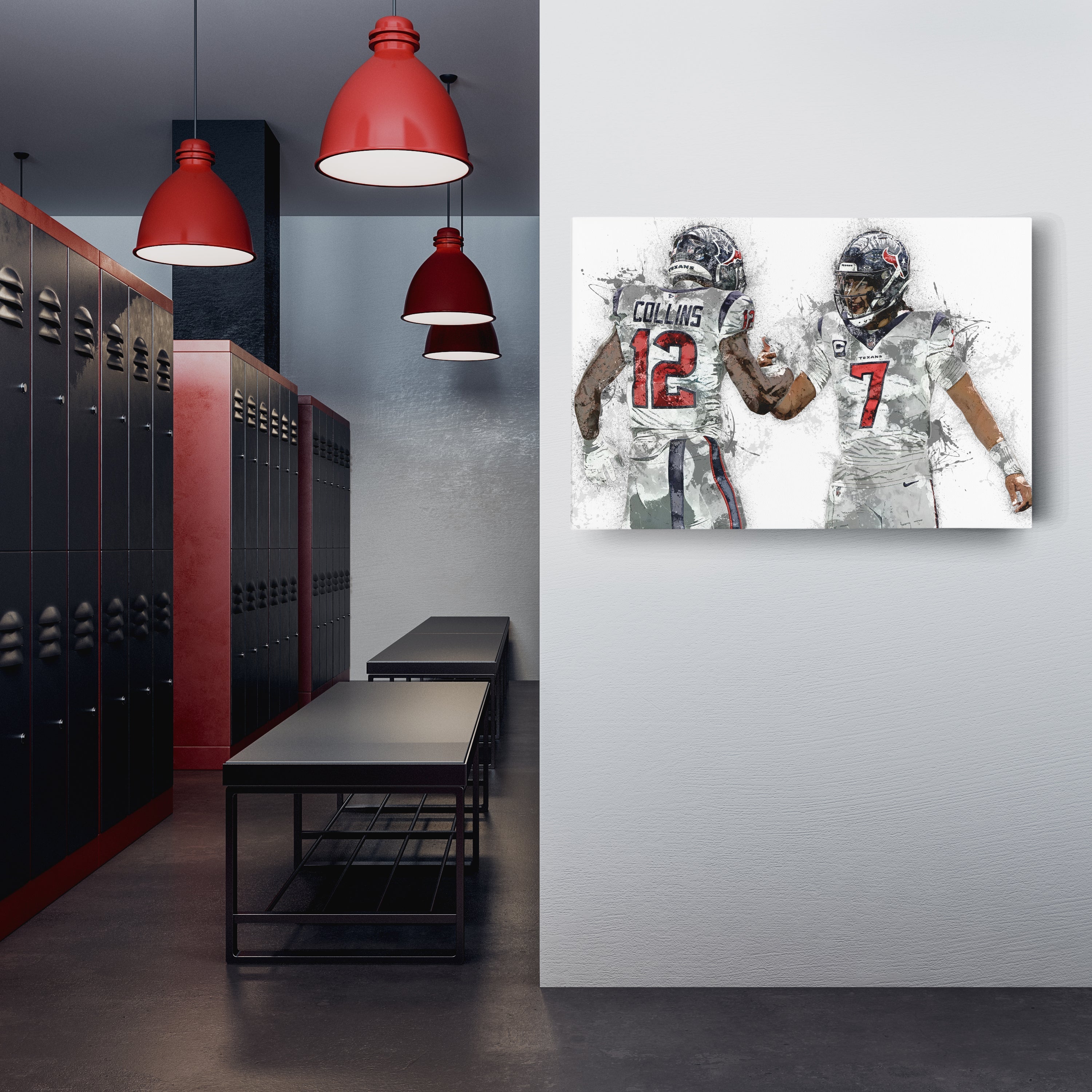 CJ Stroud & Nico Collins Canvas Art – Houston Texans Wall Decor