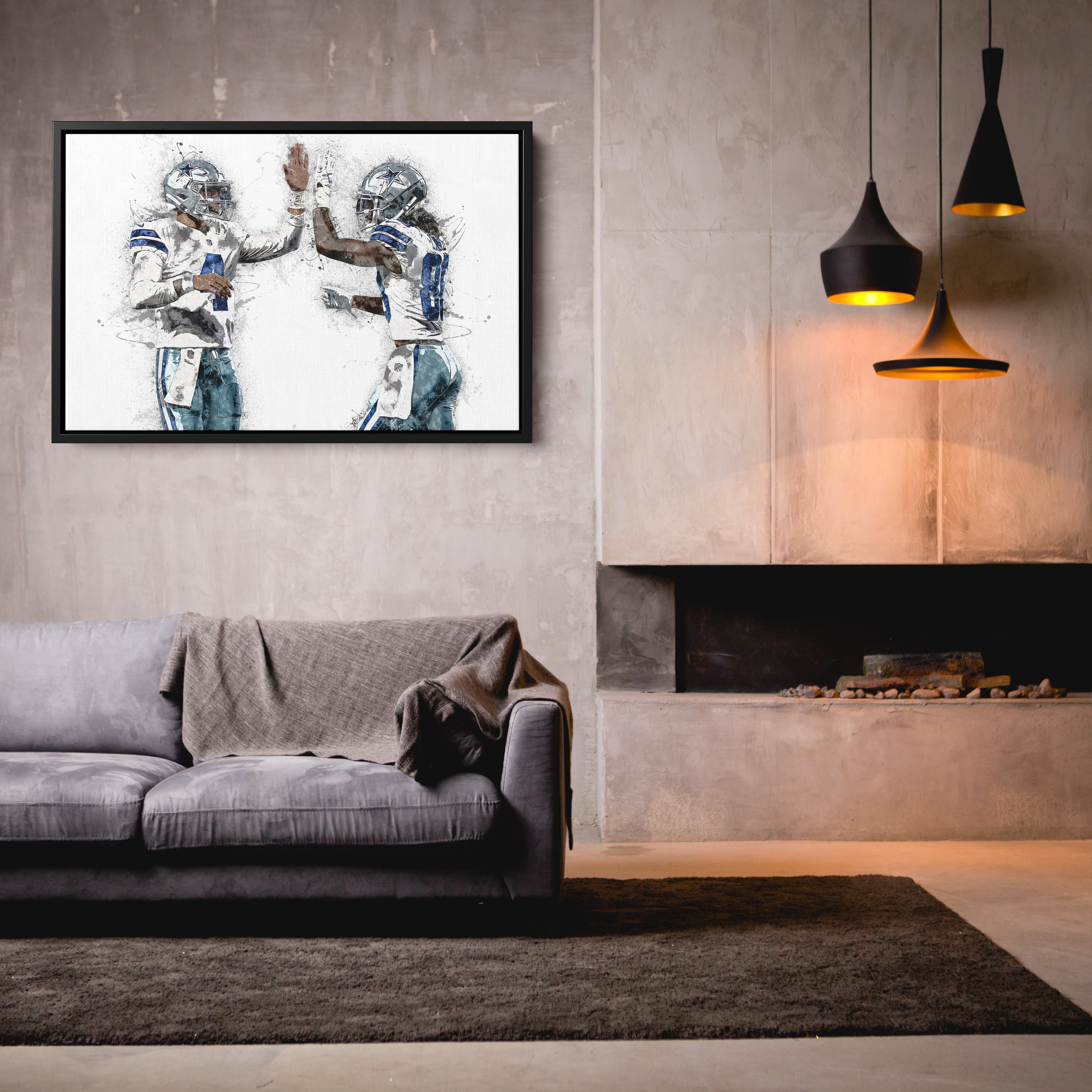 Dak Prescott & CeeDee Lamb Canvas Art – Dallas Cowboys Wall Decor