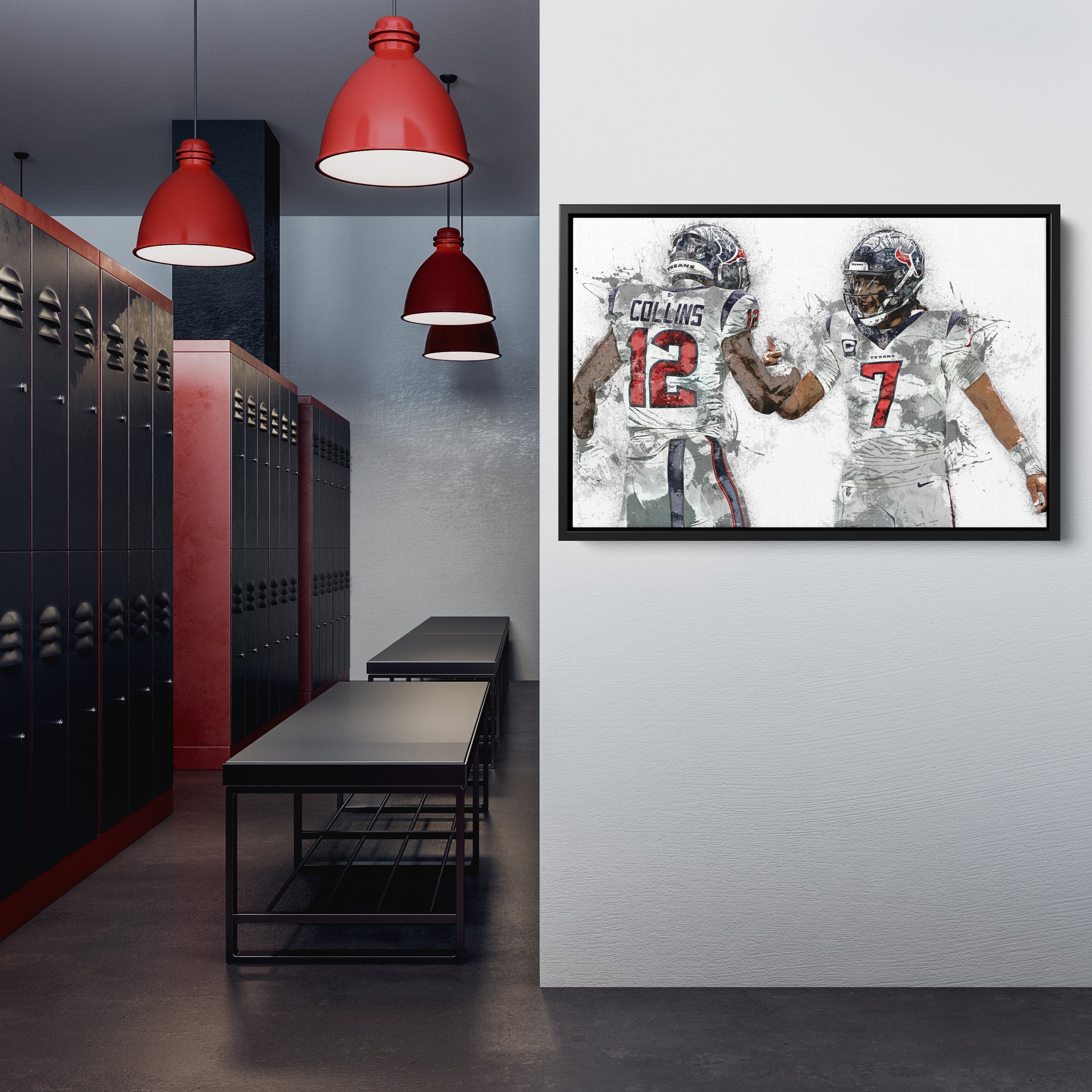 CJ Stroud & Nico Collins Canvas Art – Houston Texans Wall Decor