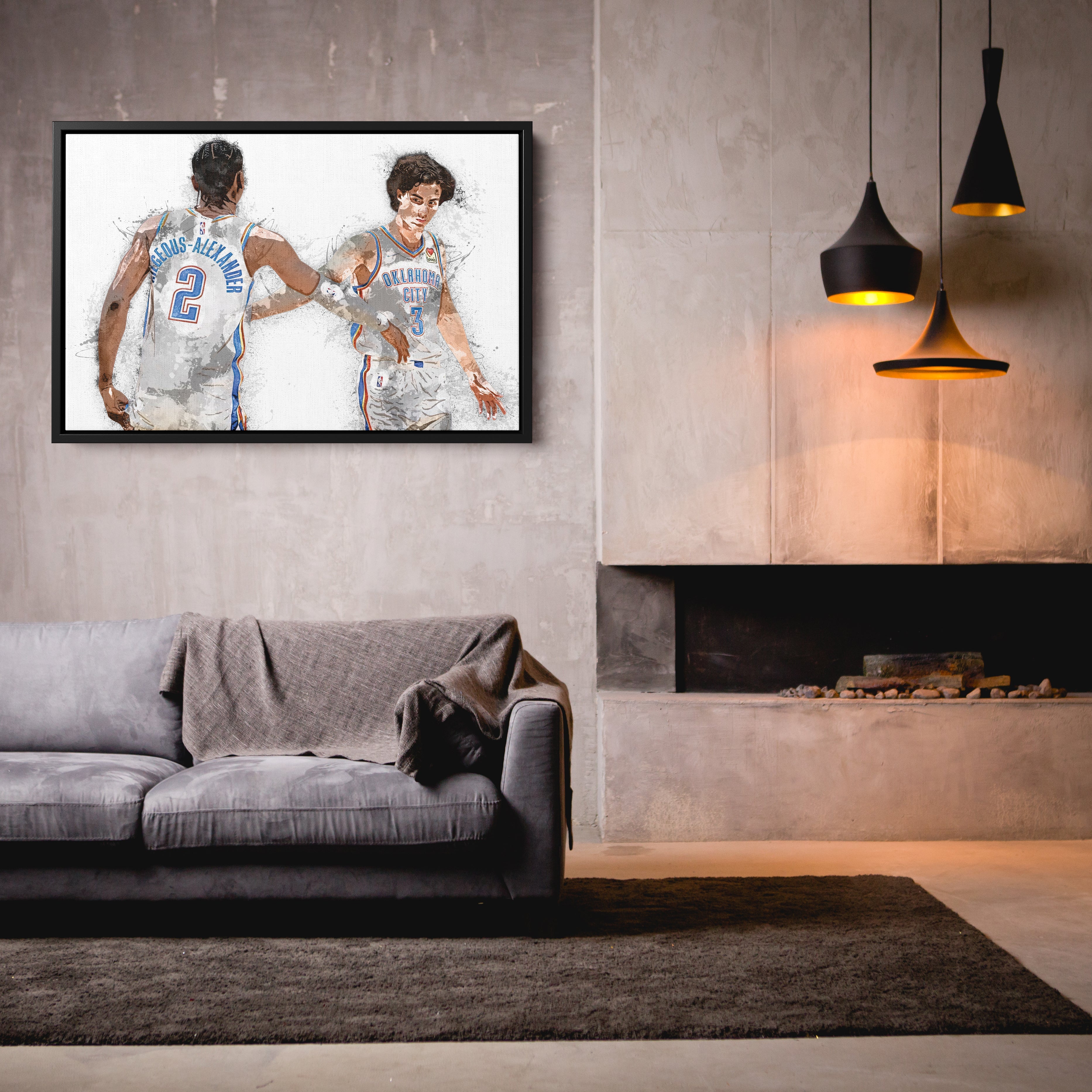 Shai Gilgeous-Alexander & Josh Giddey Canvas Art – Oklahoma City Thunder Wall Decor