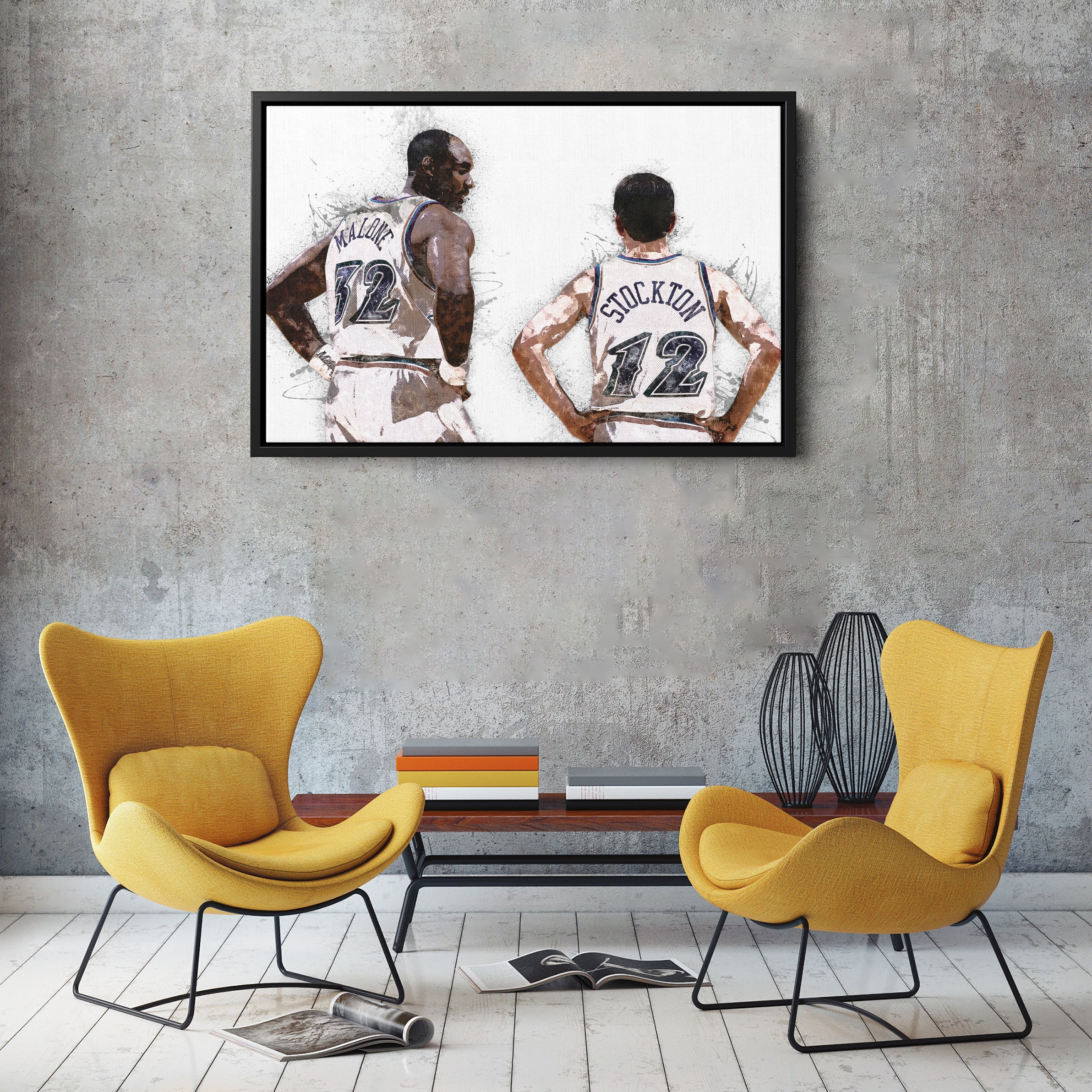 John Stockton & Karl Malone Canvas Art – Utah Jazz Wall Decor