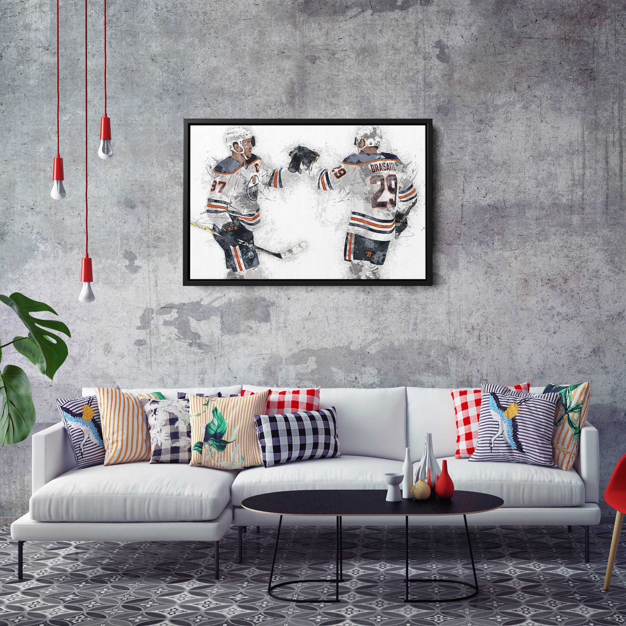 Connor McDavid & Leon Draisaitl Canvas Art – Edmonton Oilers Wall Decor