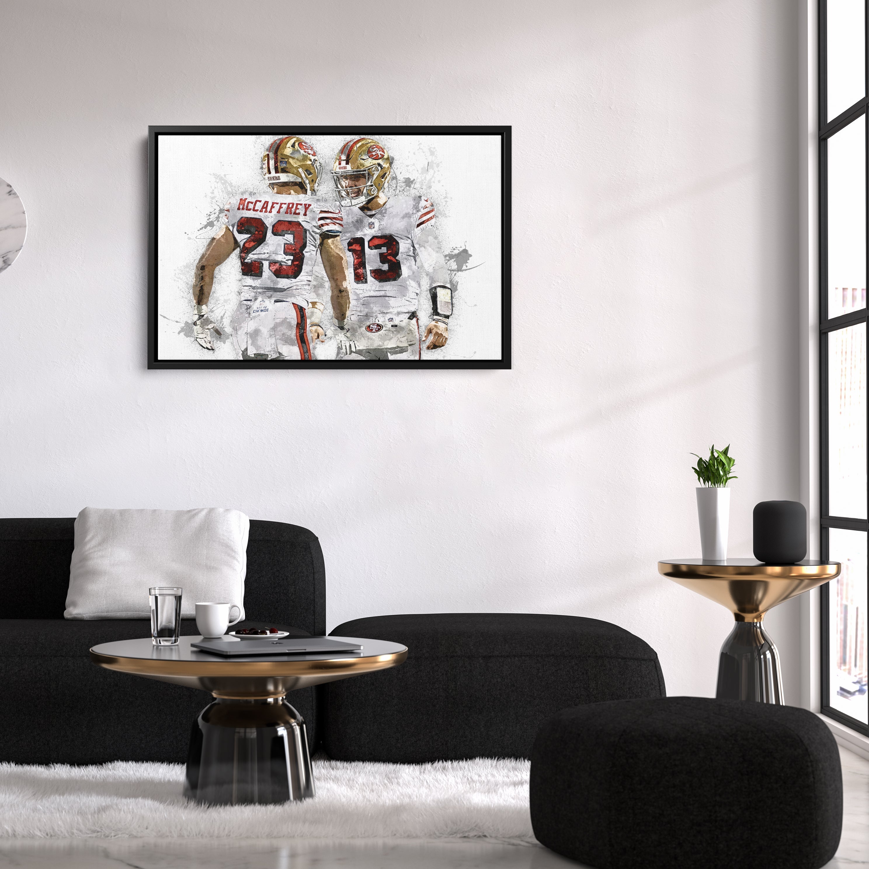 Christian McCaffrey & Brock Purdy Canvas Art – San Francisco 49ers Wall Decor