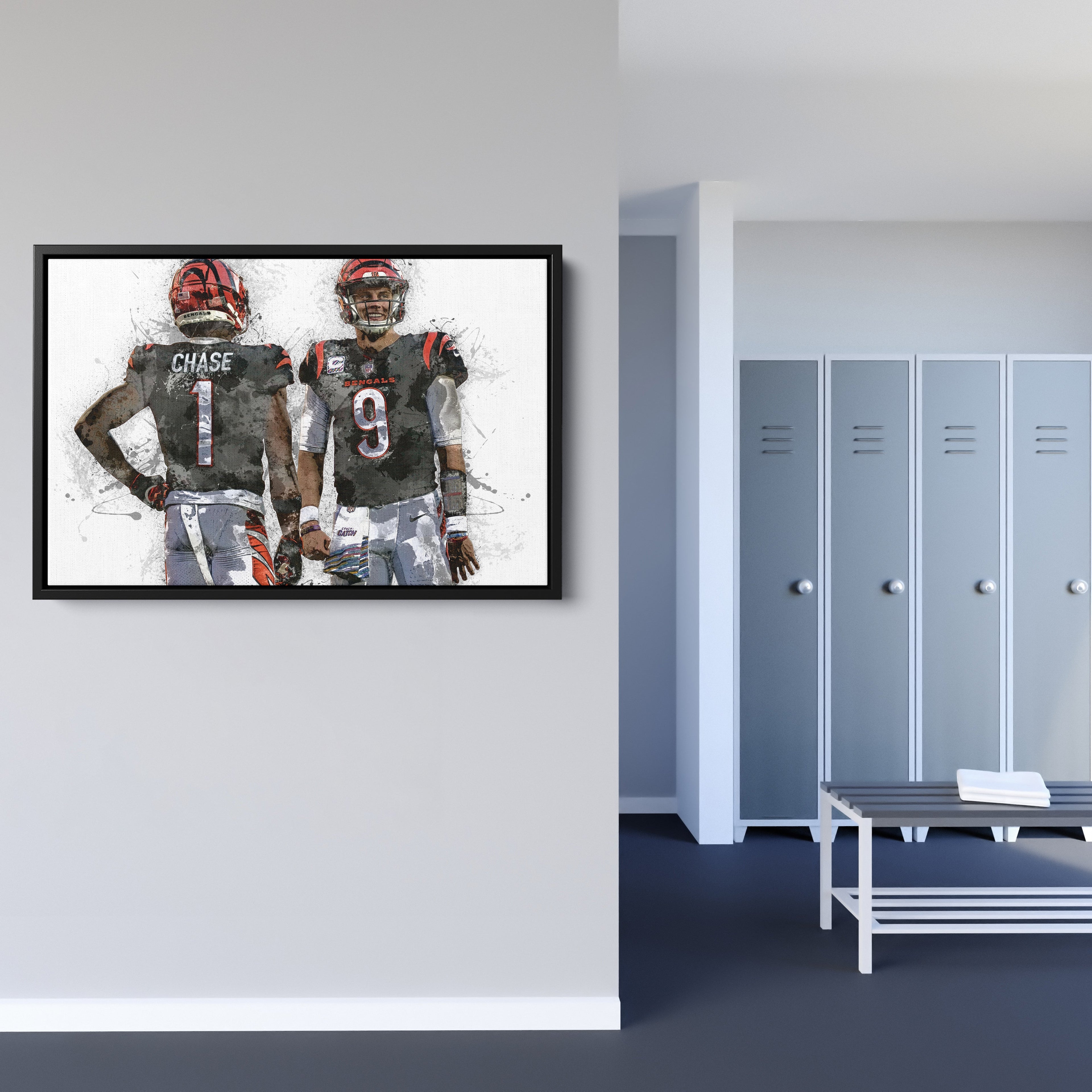 Joe Burrow & Ja'Marr Chase Canvas Art – Cincinnati Bengals Wall Decor