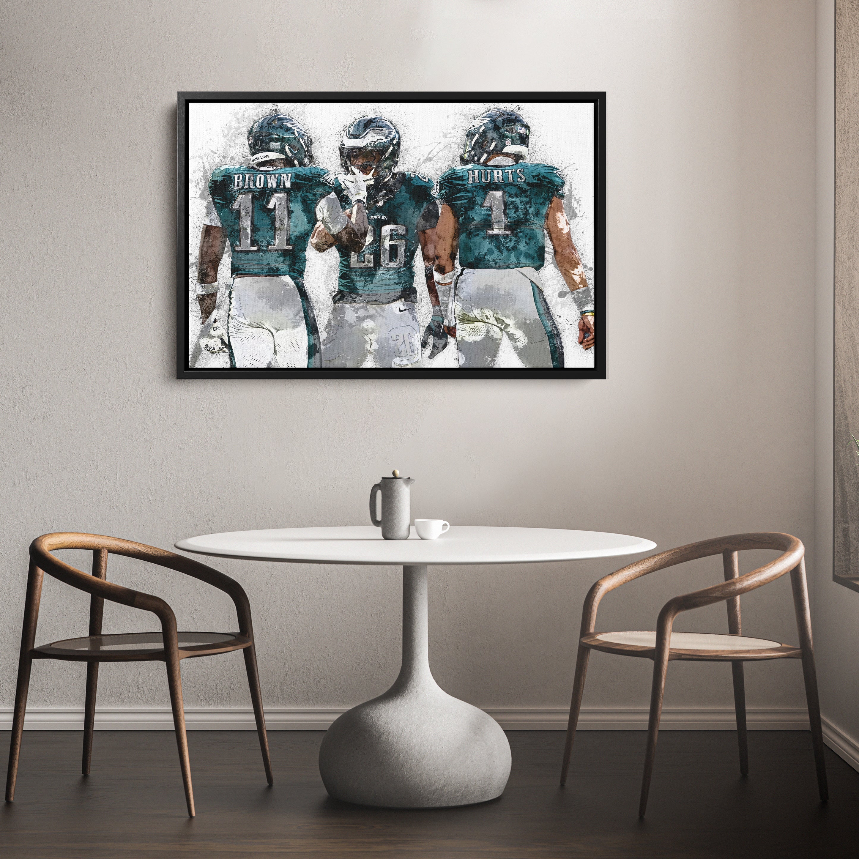 Jalen Hurts, A.J. Brown & Saquon Barkley Canvas Art – Philadelphia Eagles Wall Decor
